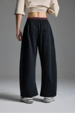 Double Waist Sweatpants Black (3)