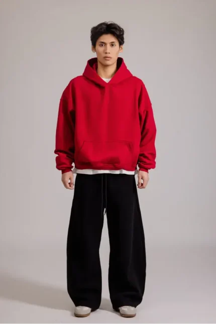 Woolenmaker Cropped Hoodie Red (1)